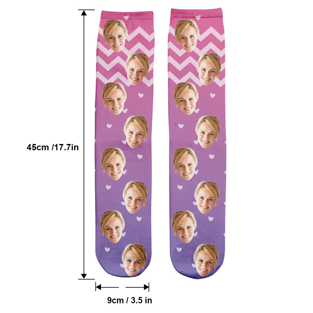 Chaussettes personnalisées pour belle-mère, motif violet et visage personnalisé