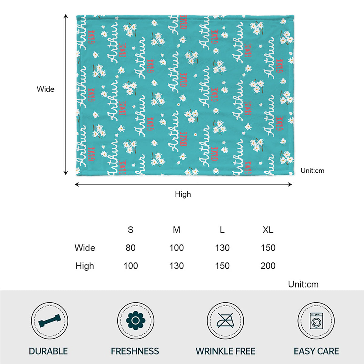 Couverture enfant personnalisée Daisy avec nom