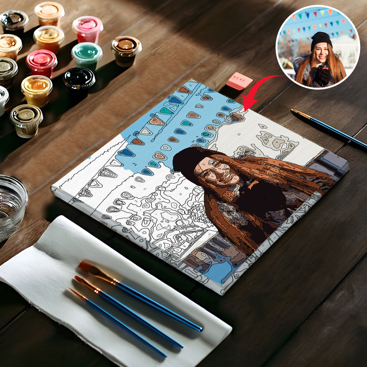 Kit de peinture par numéros personnalisé avec photo - Tante