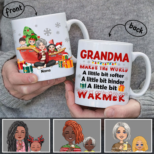 Mamie rend le monde plus chaleureux - Mug personnalisé pour mamie