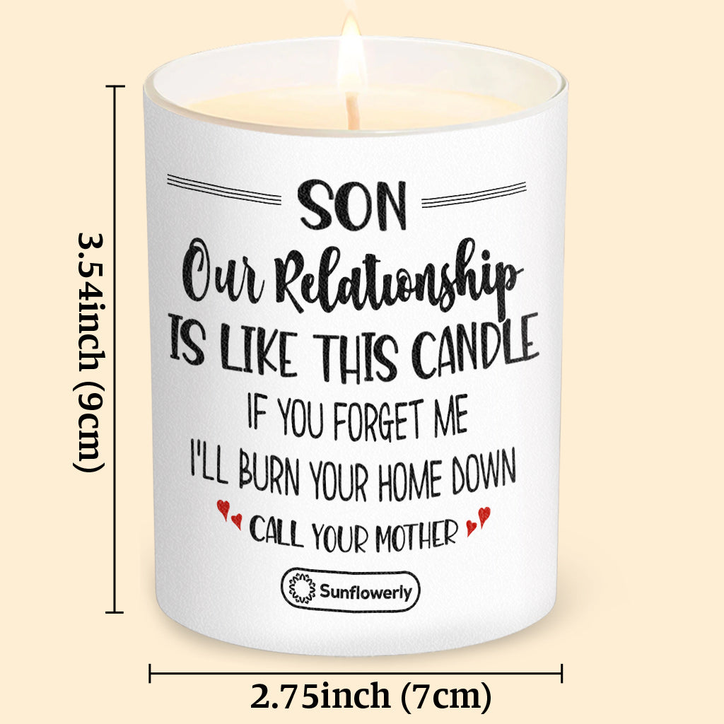 Notre relation est ainsi faite - Bougie personnalisée pour fils avec couvercle en bois