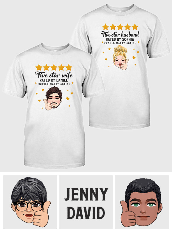 T-shirt et sweat à capuche personnalisés « Mari et Femme Cinq Étoiles »