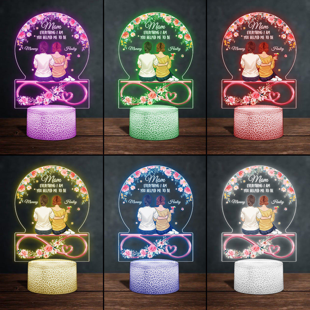 Tu m'as aidée à devenir maman - Plaque lumineuse personnalisée en forme de mère