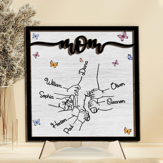 Tiens-moi la main - Plaque en bois personnalisée « Grand-mère » à 2 couches