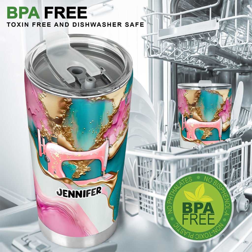 Gobelet isotherme personnalisé « J’adore coudre »