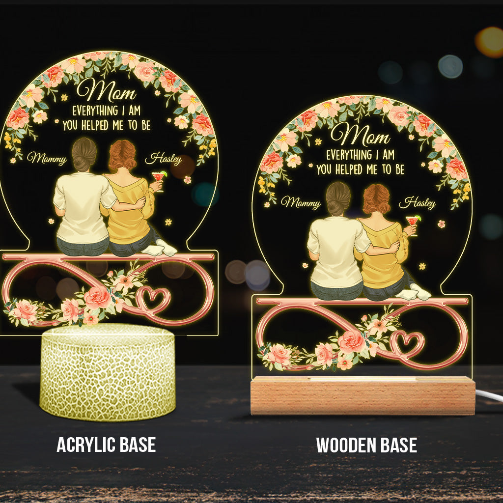 Tu m'as aidée à devenir maman - Plaque lumineuse personnalisée en forme de mère