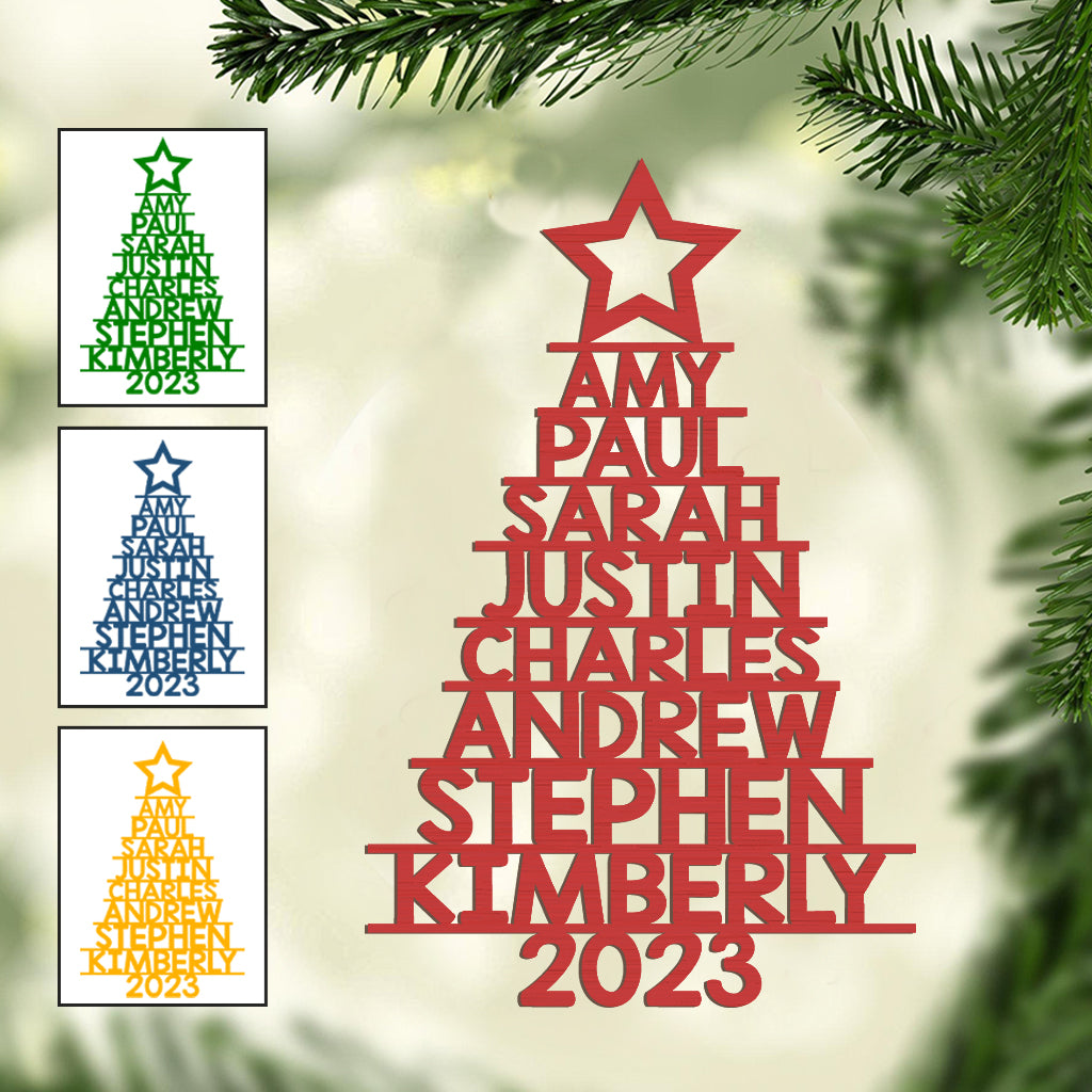 Sapin de Noël personnalisé avec nom - Ornement familial personnalisé