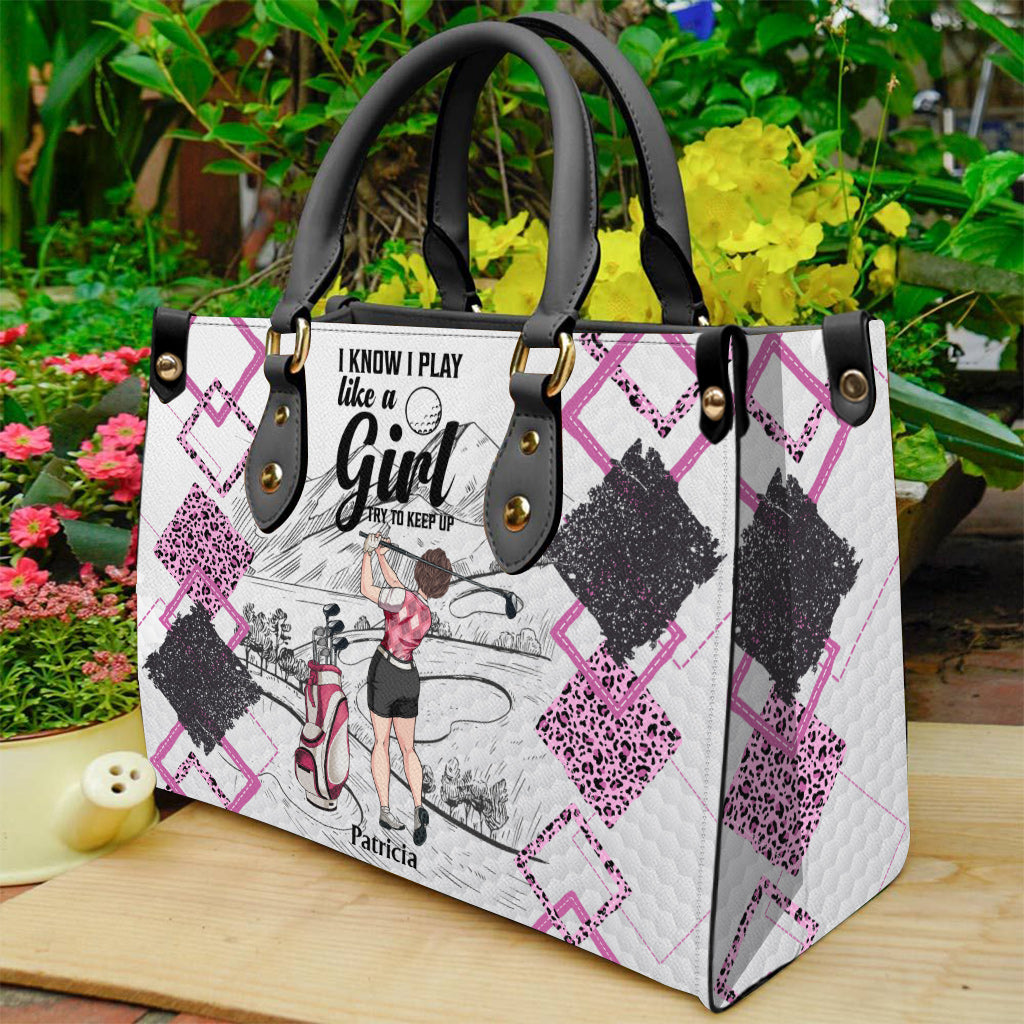 Cours de golf - Cadeau de golf pour elle, petite amie, épouse, fille - Sac à main en cuir personnalisé