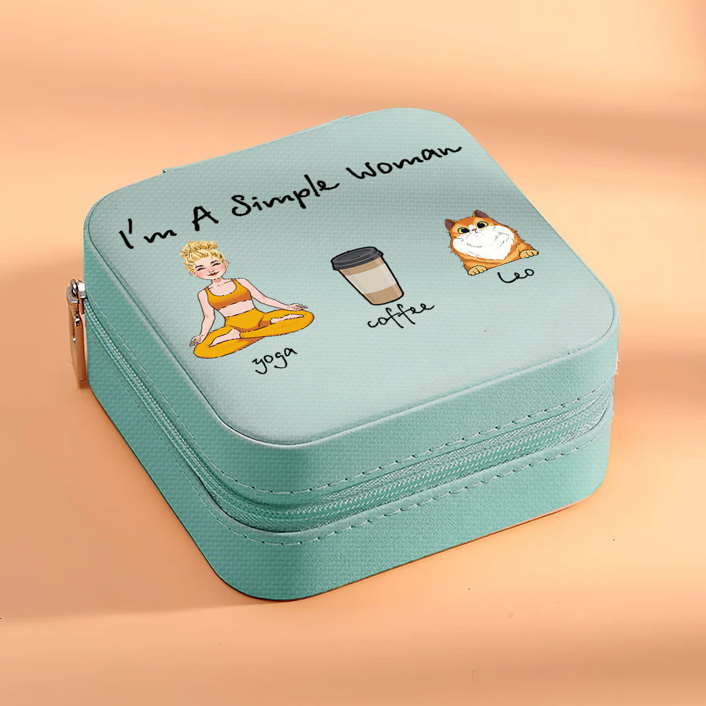 Je suis une femme simple - Cadeau de yoga pour les amoureux des chiens et des chats - Coffret à bijoux personnalisé