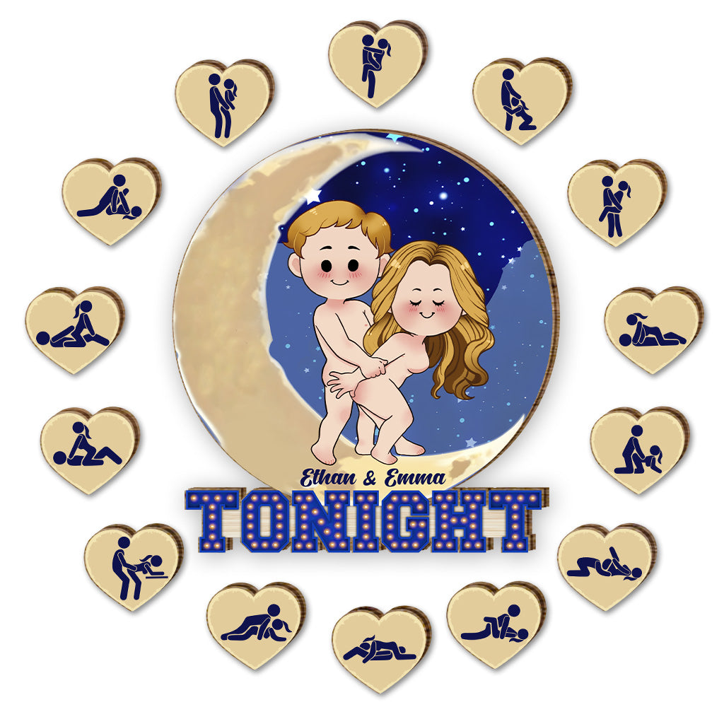 Ce soir - Panneau en bois saisonnier interchangeable et personnalisé pour couple