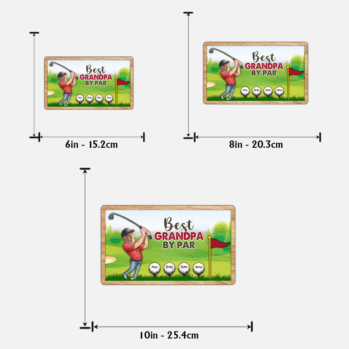 Meilleur grand-père selon le par - Plaque de bois personnalisée à 2 couches sur le thème du golf