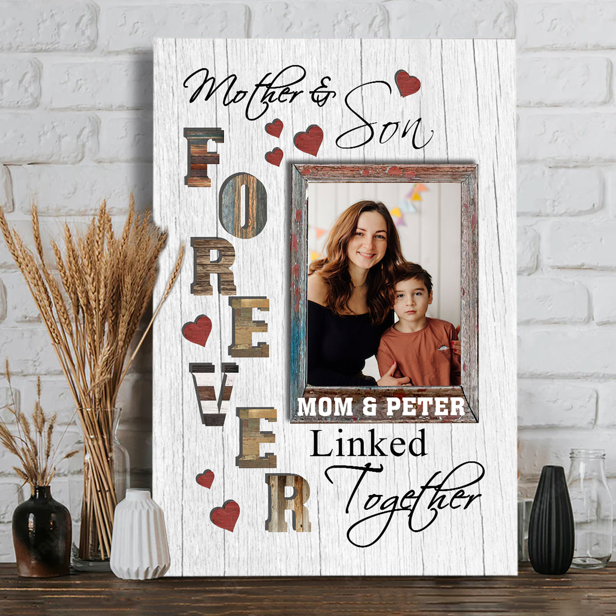 Mère et fille - Cadeau pour maman, fille, fils - Toile et affiche personnalisées