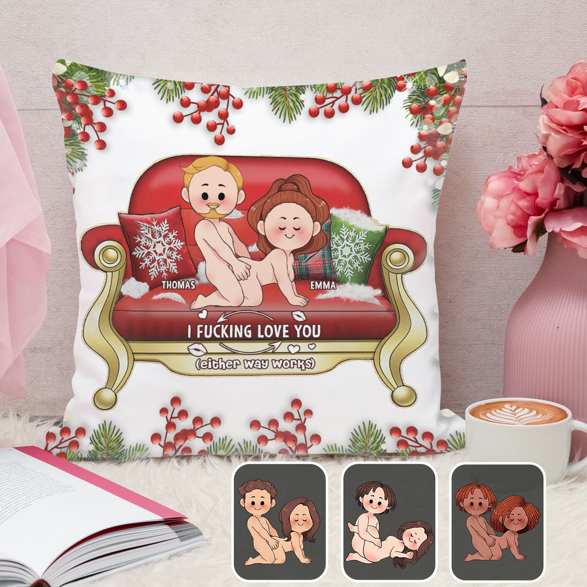 Je t'aime - Coussin décoratif personnalisé pour couple
