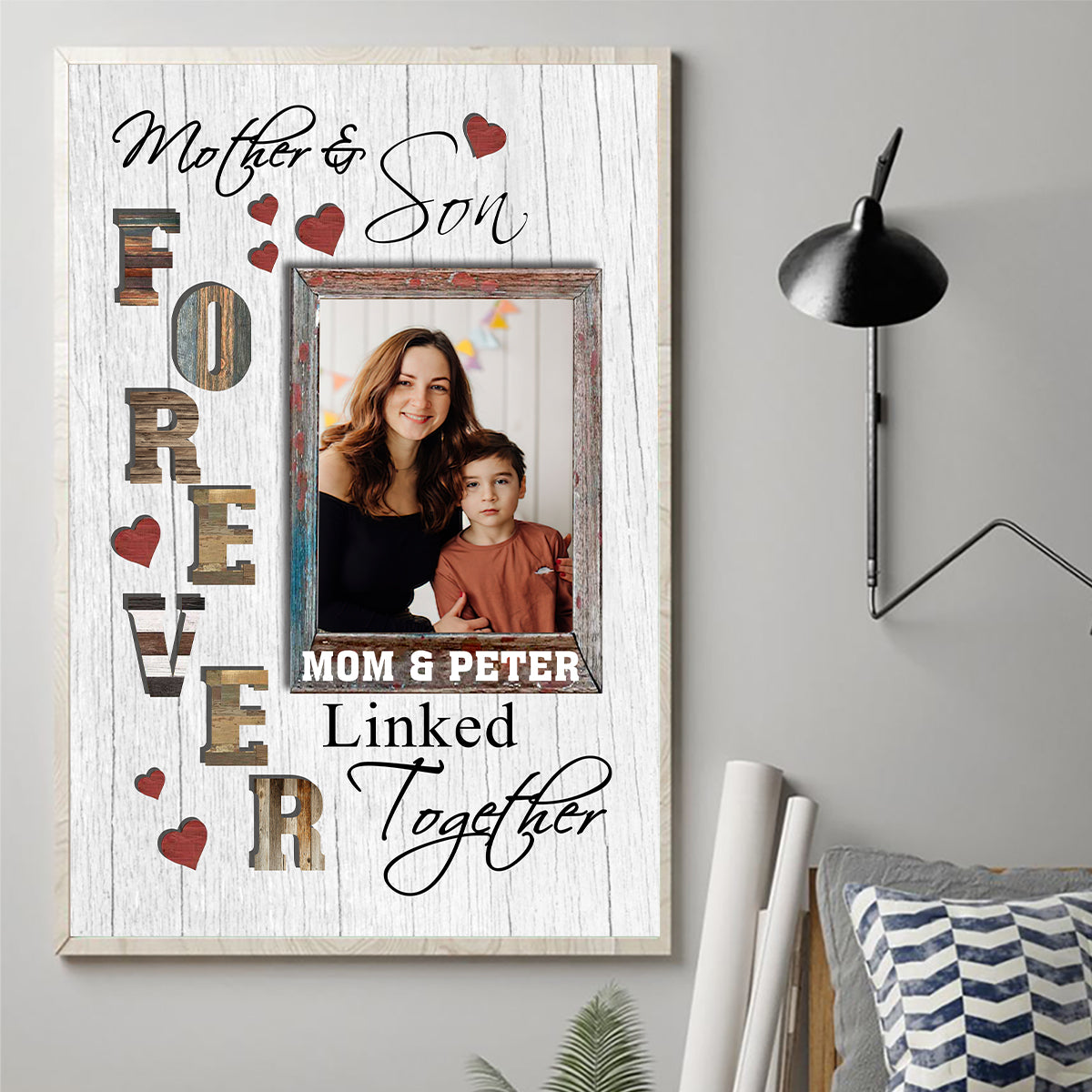 Mère et fille - Cadeau pour maman, fille, fils - Toile et affiche personnalisées