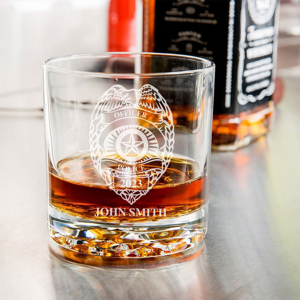 Police Officer - Personalized Police Officer Rock Glass
