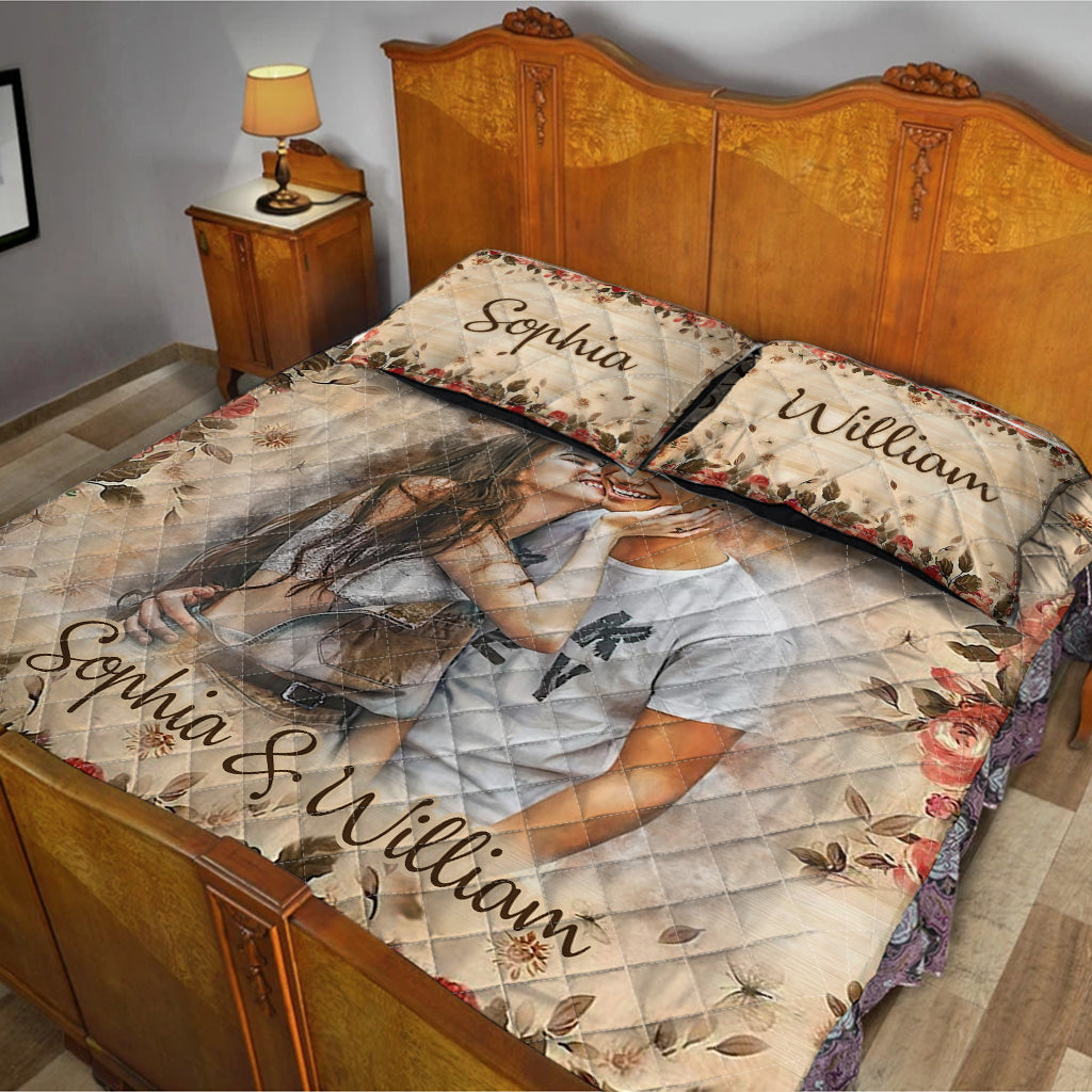 Ensemble de courtepointes personnalisé pour couple aquarelle