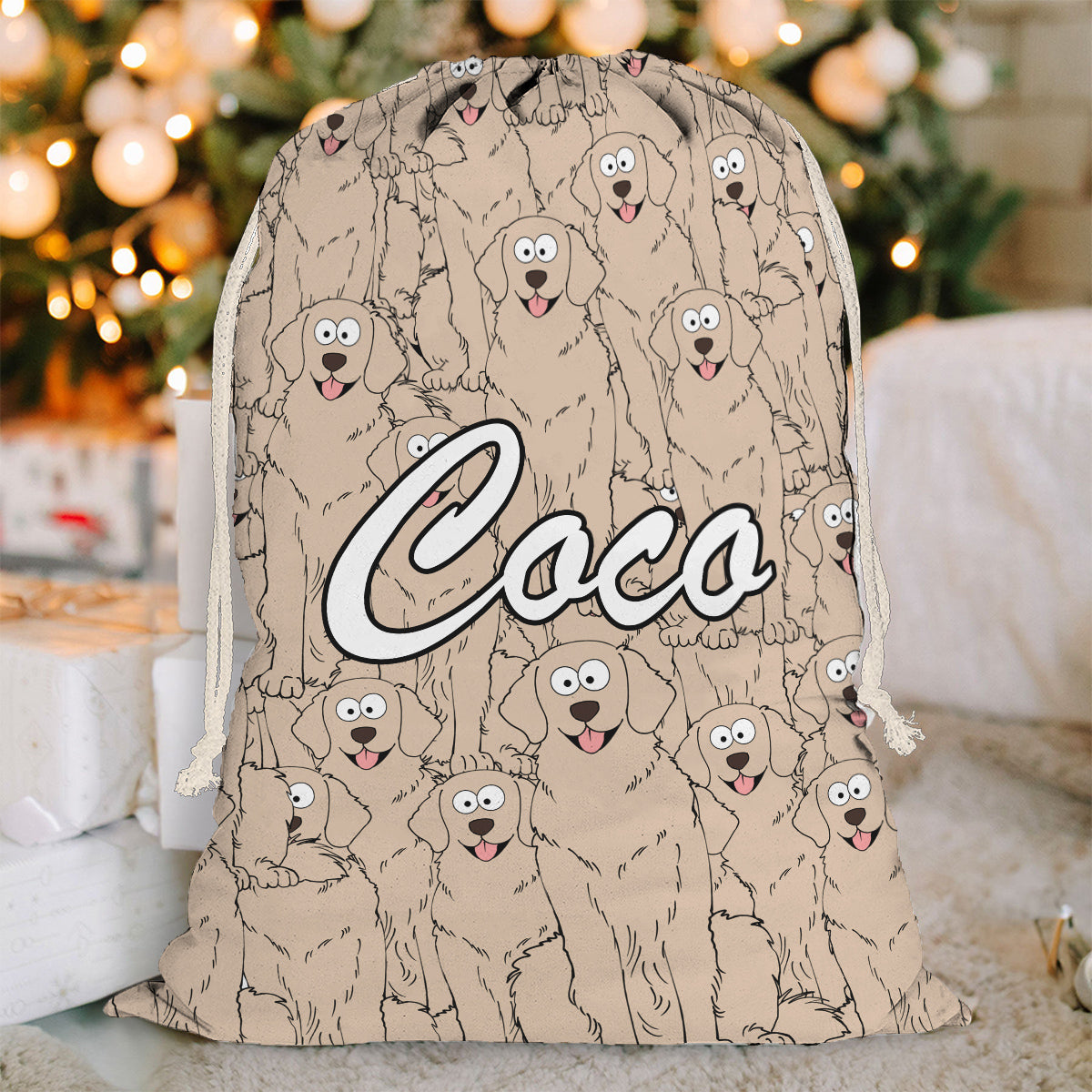 Sac fourre-tout à cordon personnalisé avec des visages amusants de chiens et de chats pour les amoureux des animaux