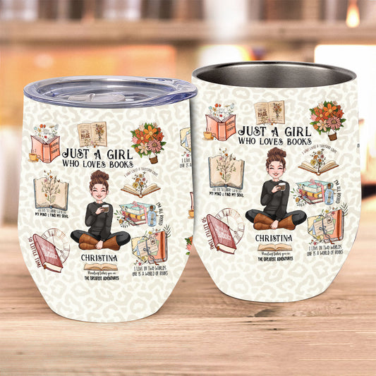 Une fille qui aime les livres - Gobelet à vin personnalisé « Juste une fille qui aime les livres »