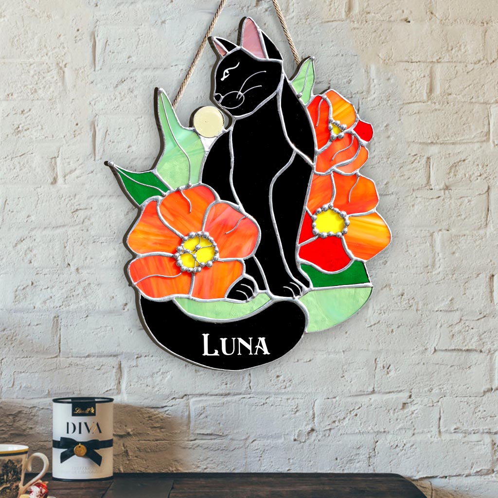 Black Cat - Personalized Black Cat Wood Sign
