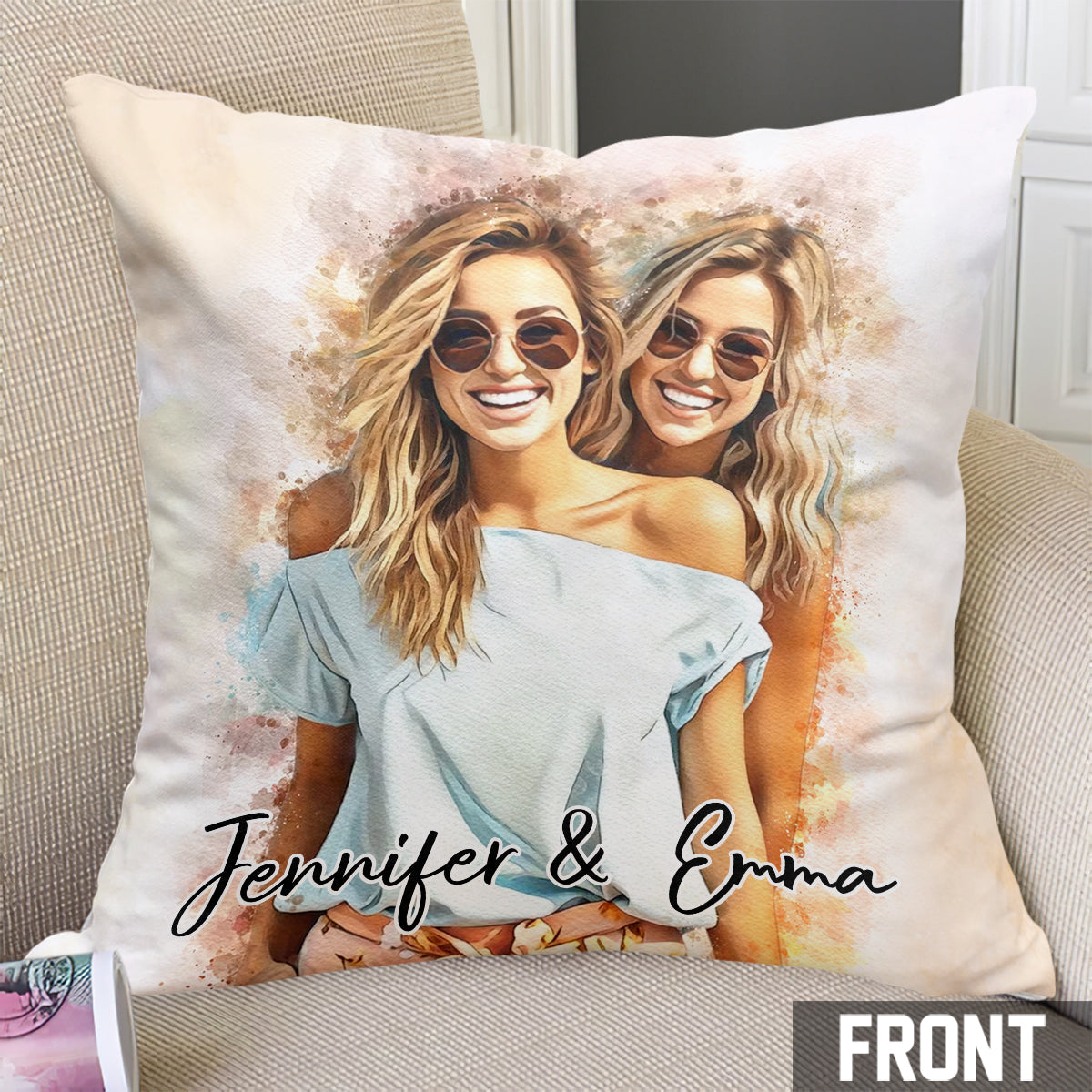 Big Hug - Personalized Sibling Throw Pillow