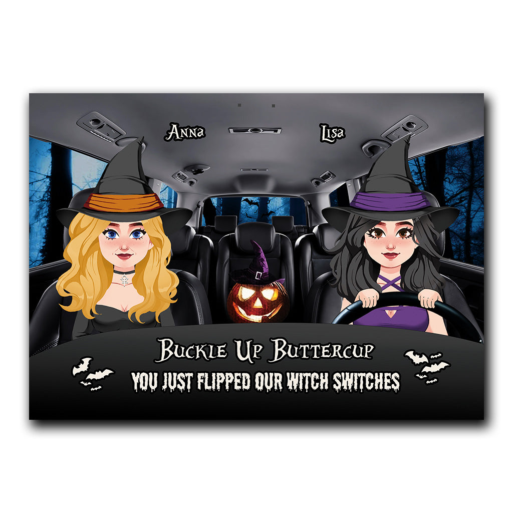 Attachez vos ceintures, ma belle ! – Panneau métallique rectangulaire personnalisé « Sorcière »