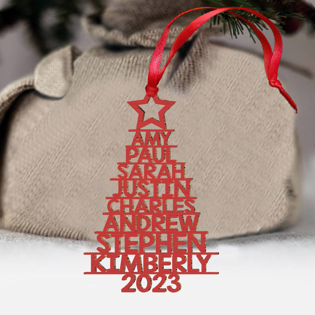 Sapin de Noël personnalisé avec nom - Ornement familial personnalisé