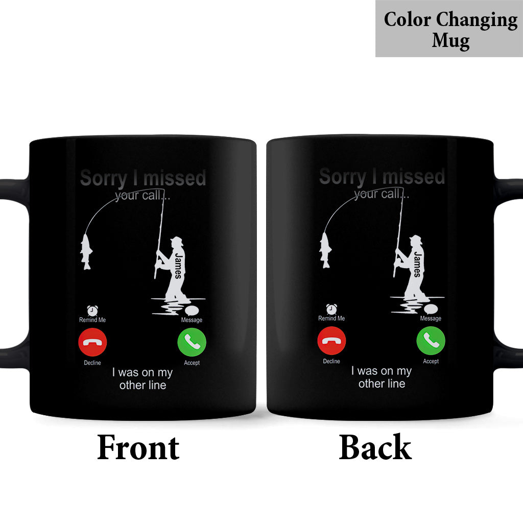 Désolé(e) d'avoir manqué votre appel, j'étais en ligne. - Mug de pêche personnalisé