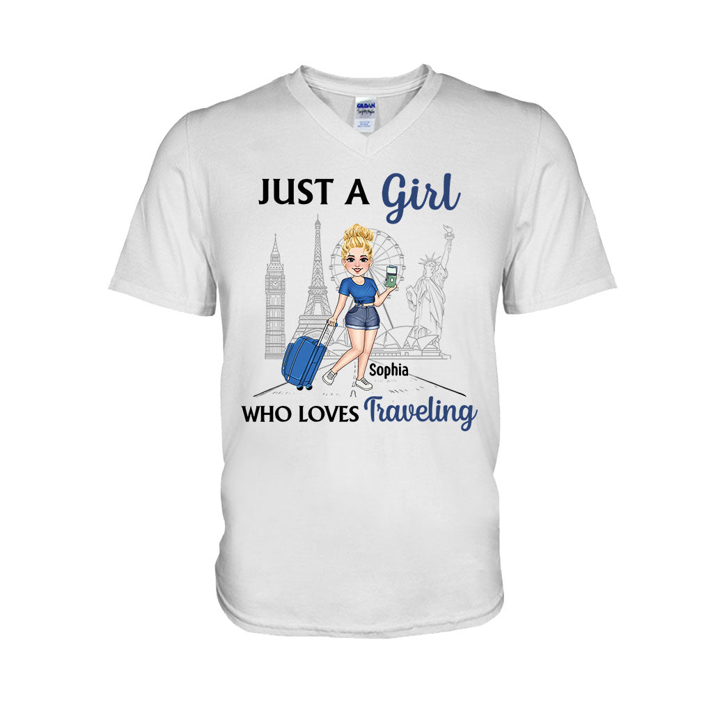 Juste une fille qui aime voyager - T-shirt et sweat à capuche de voyage personnalisés
