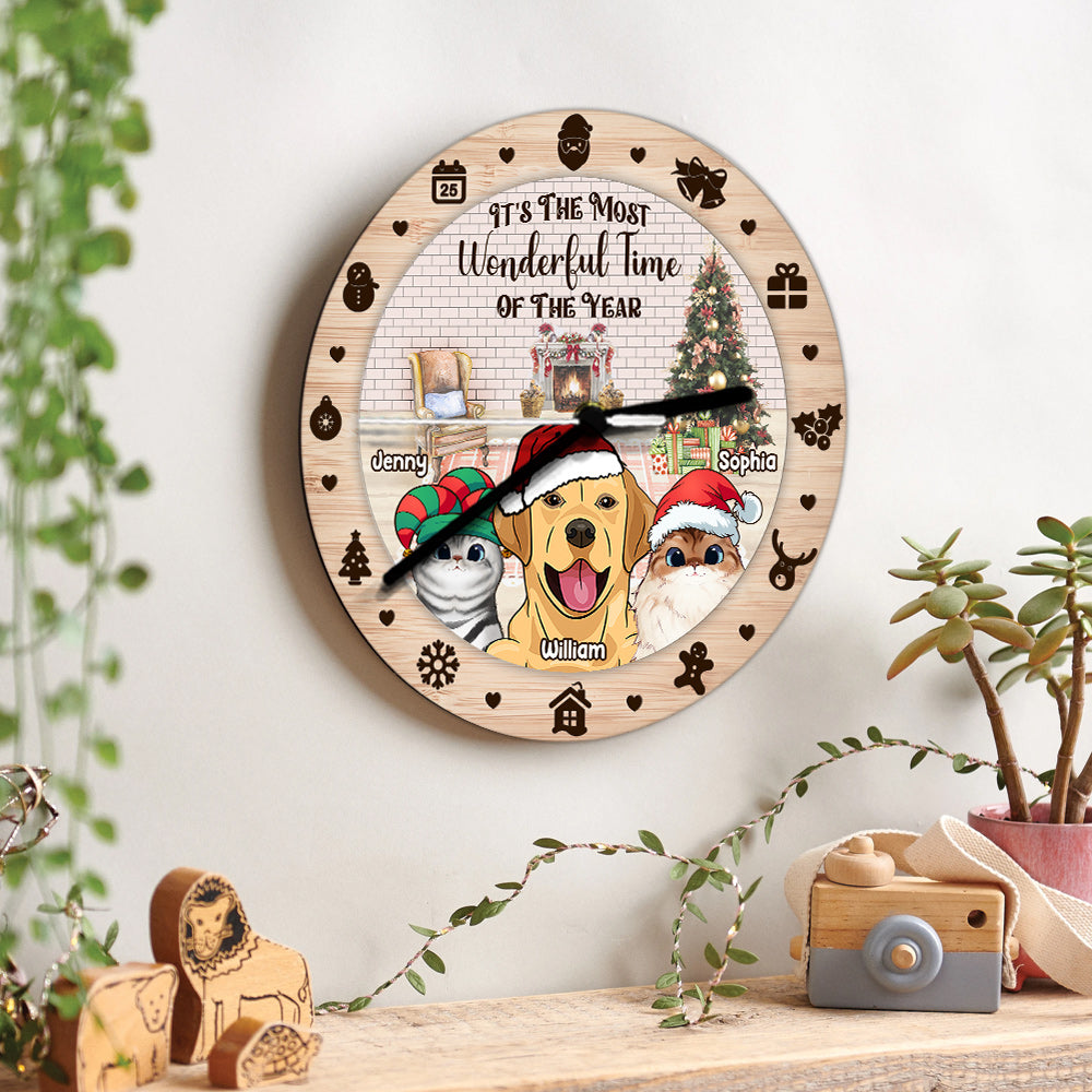 La plus belle période de l'année - Horloge murale chat personnalisée