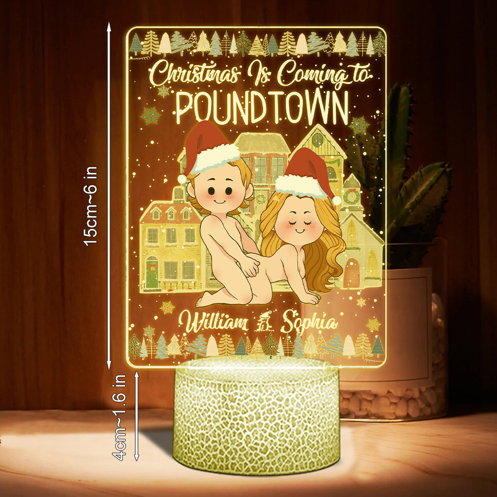 Joyeux Noël à Poundtown ! – Cadeau pour femme, petit ami, petite amie – Plaque lumineuse personnalisée