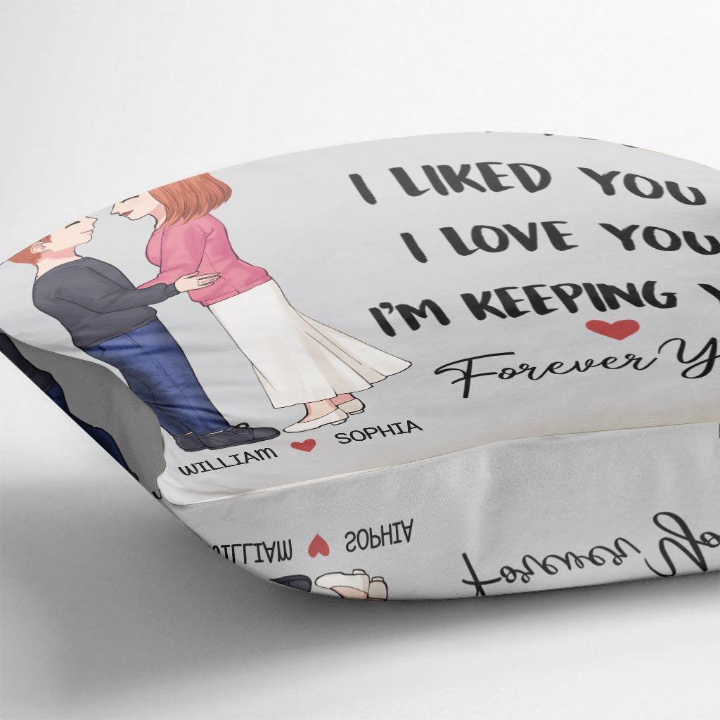 Je t'ai rencontré(e), je t'ai aimé(e), je t'aime, je te garde - Coussin décoratif personnalisé pour couple
