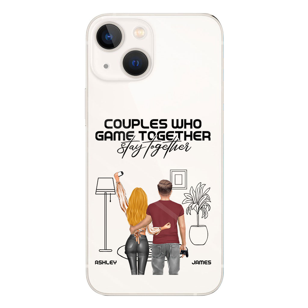 Les couples qui jouent ensemble restent ensemble - Coque de téléphone transparente personnalisée pour jeux vidéo