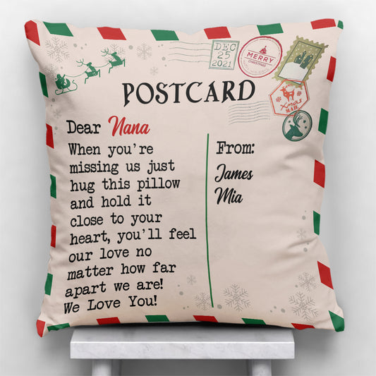 Carte postale « Chère Nana » - Coussin décoratif personnalisé pour grand-mère