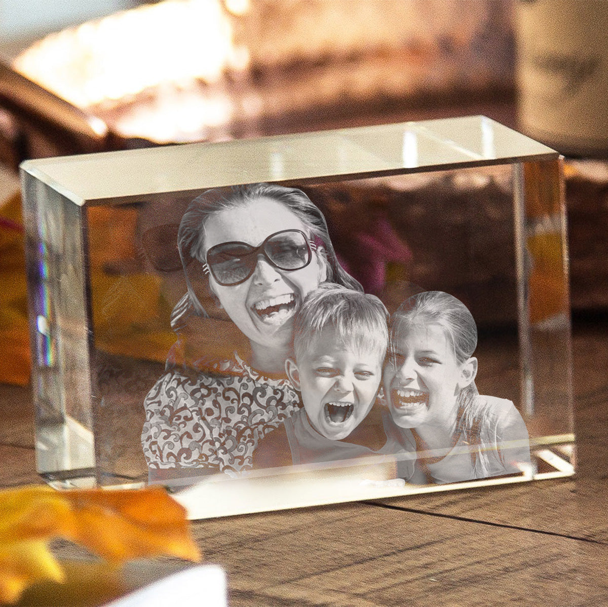 Lampe en cristal 3D cubique gravée au laser avec photo personnalisée - Lampe personnalisée pour maman