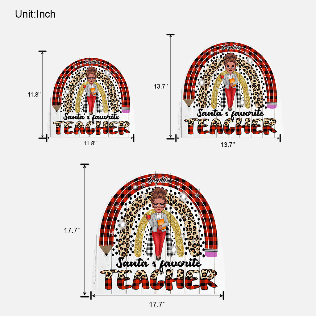 Professeur préféré du Père Noël - Panneau en bois personnalisé pour enseignant