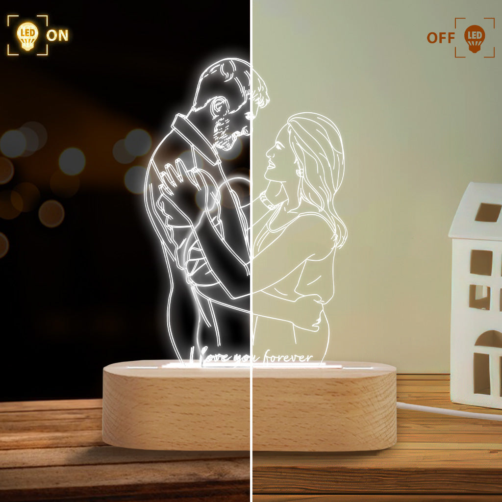 Je t'aimerai toujours - Plaque lumineuse personnalisée pour couple - Socle lumineux en forme de plaque - Je t'aimerai toujours