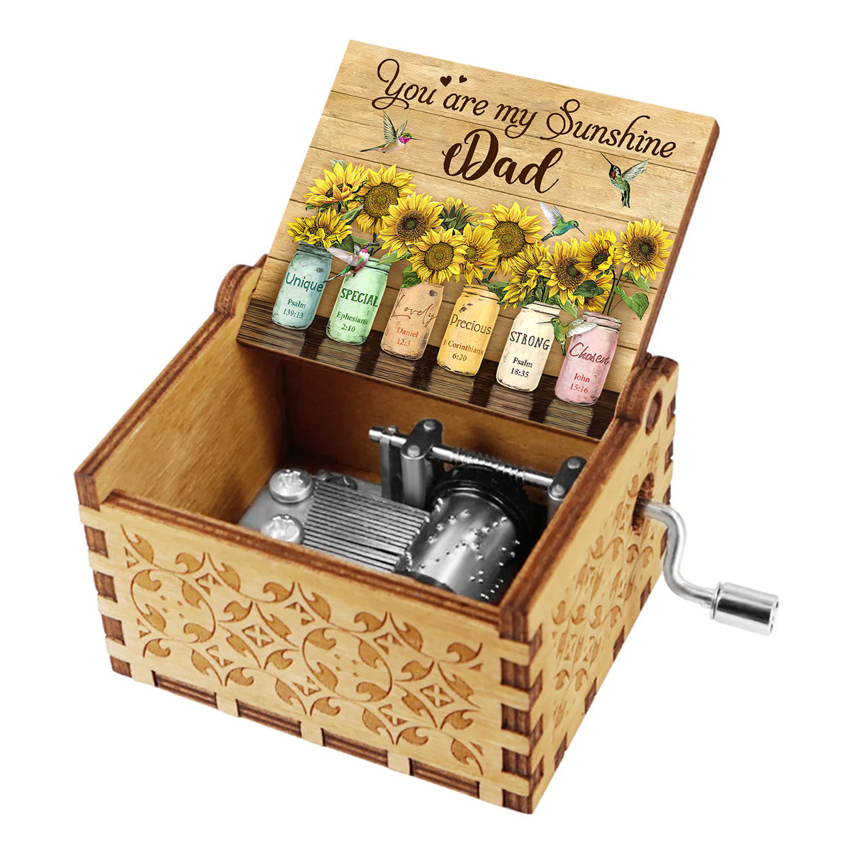 Tu es mon rayon de soleil - Cadeau pour maman, grand-mère, petite-fille, amie, sœur - Boîte à musique à manivelle personnalisée