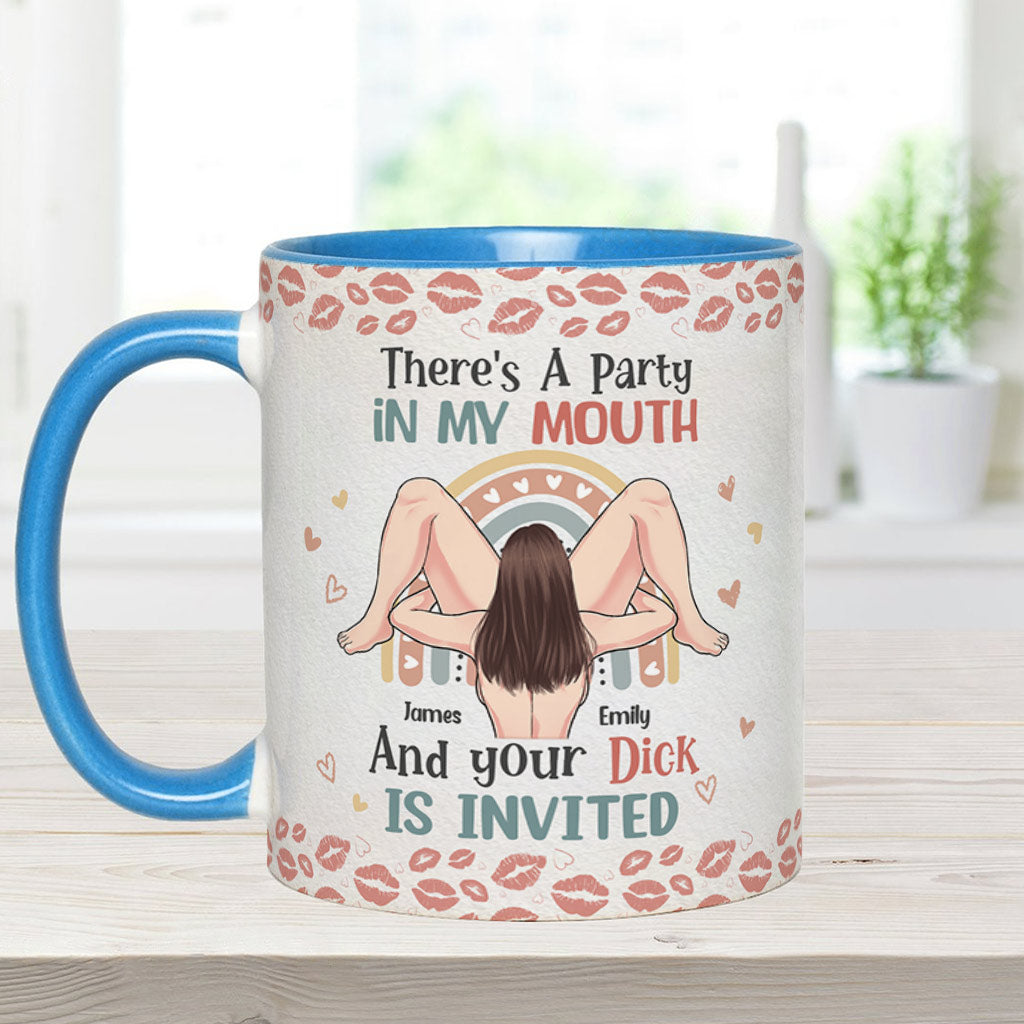 « J’ai la fête dans la bouche » - Mug personnalisé pour couple
