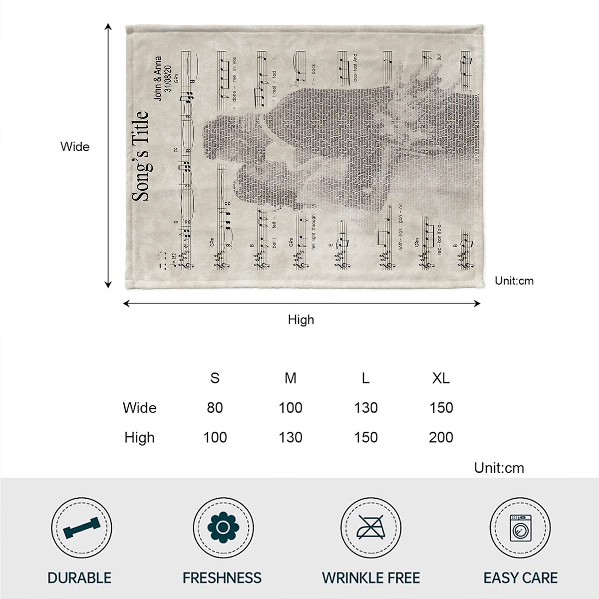 Paroles de la chanson de notre première danse - Couverture personnalisée pour mari et femme