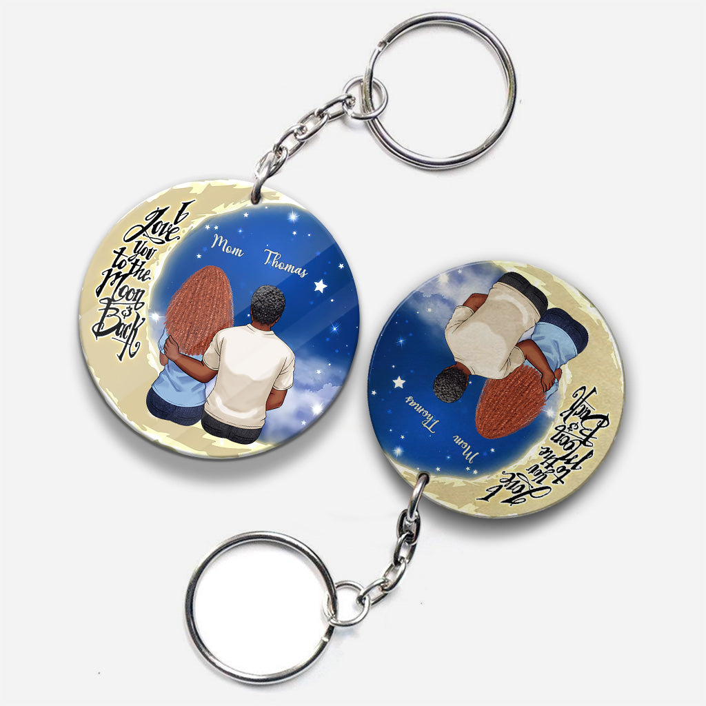 Aller et revenir de la Lune - Cadeau pour grand-mère, maman, papa, grand-père - Porte-clés personnalisé