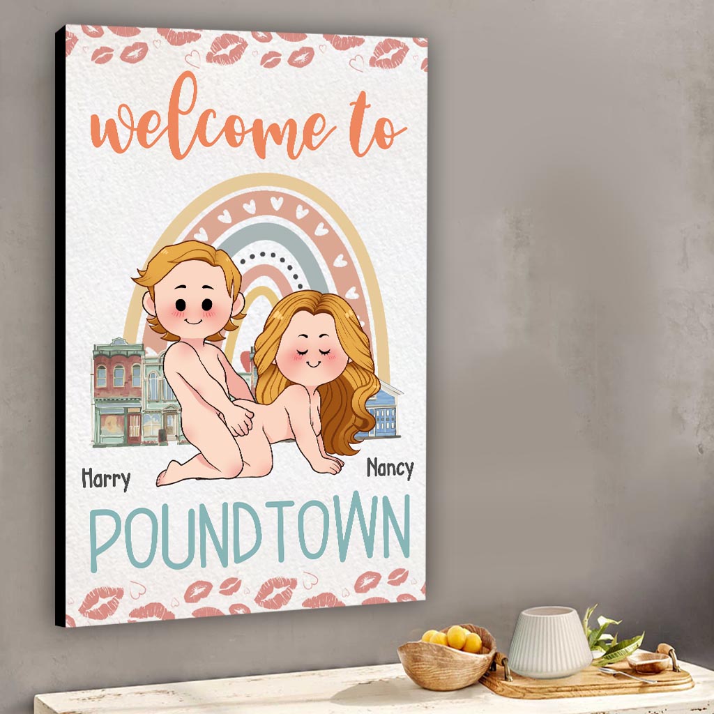 Bienvenue à Pound Town - Toile et affiche personnalisées pour couples (contenu inapproprié pour adultes)
