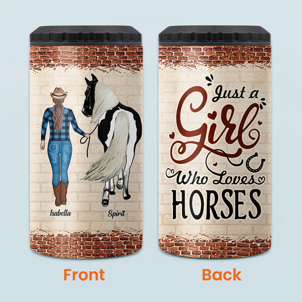 Une fille qui aime les chevaux - Refroidisseur de canettes personnalisé en forme de cheval