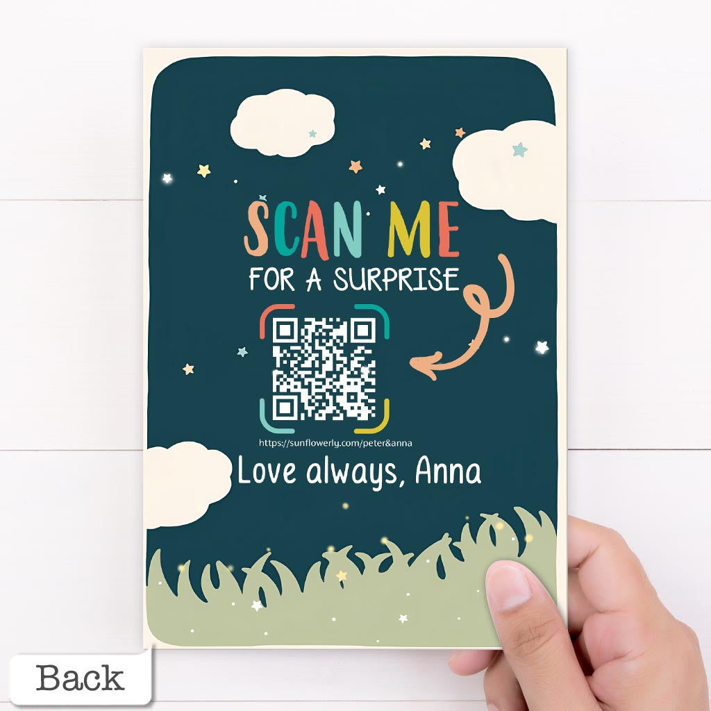 Merci pour le téléchargement de photo - Carte de vœux personnalisée avec QR code « Pendu » - Merci pour votre photo