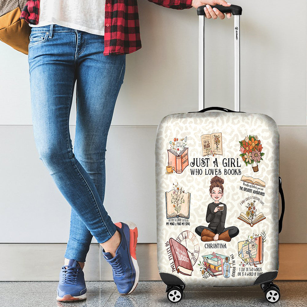 Une fille qui aime les livres - Housse de valise personnalisée en forme de livre