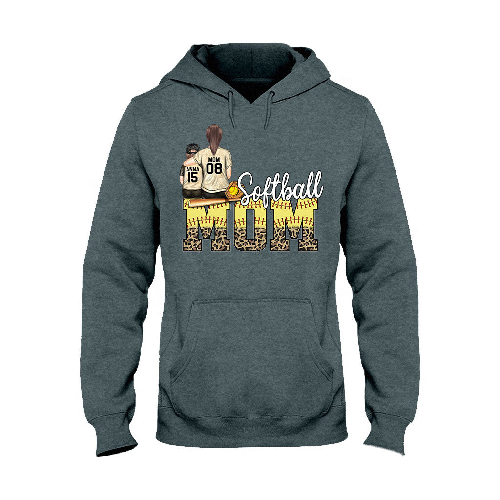 Maman de joueuse de softball - Cadeau de softball pour maman - T-shirt et sweat à capuche personnalisés