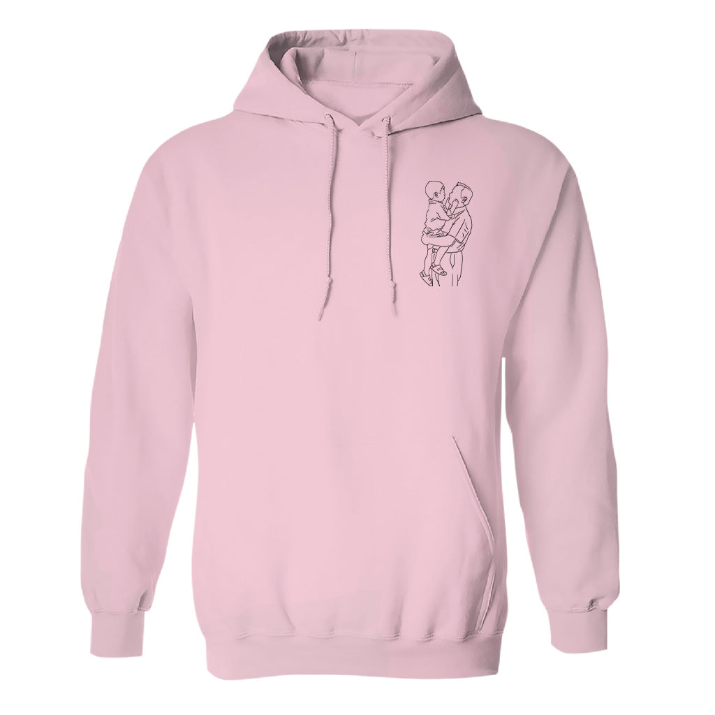Sweat à capuche brodé personnalisé avec motif au trait - Grand-père personnalisé