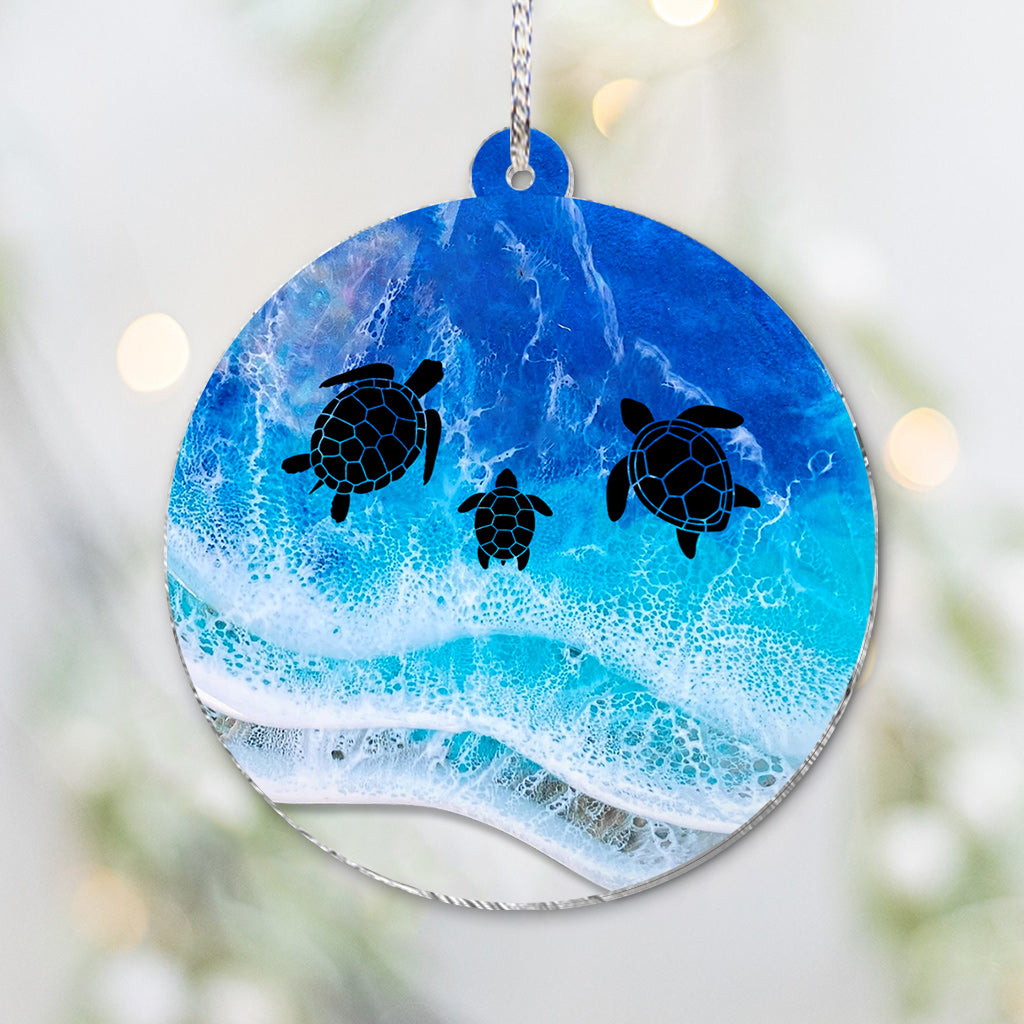 Tortues d'amour - Ornement transparent personnalisé en forme de tortue