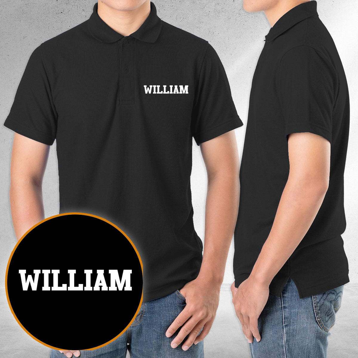 Polo brodé personnalisé pour couple - Nom personnalisé