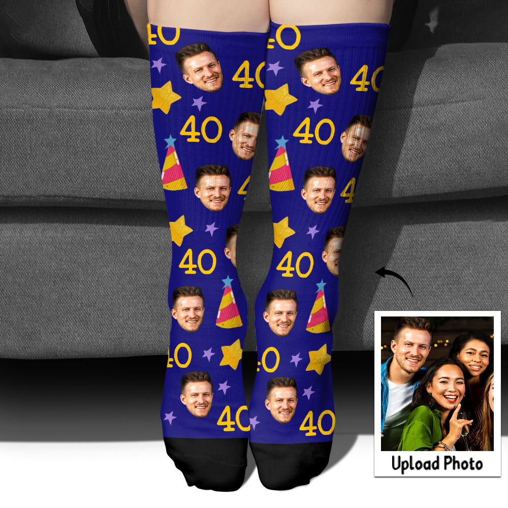 Custom Face Birthday Cake - Personalized Birthday Socks