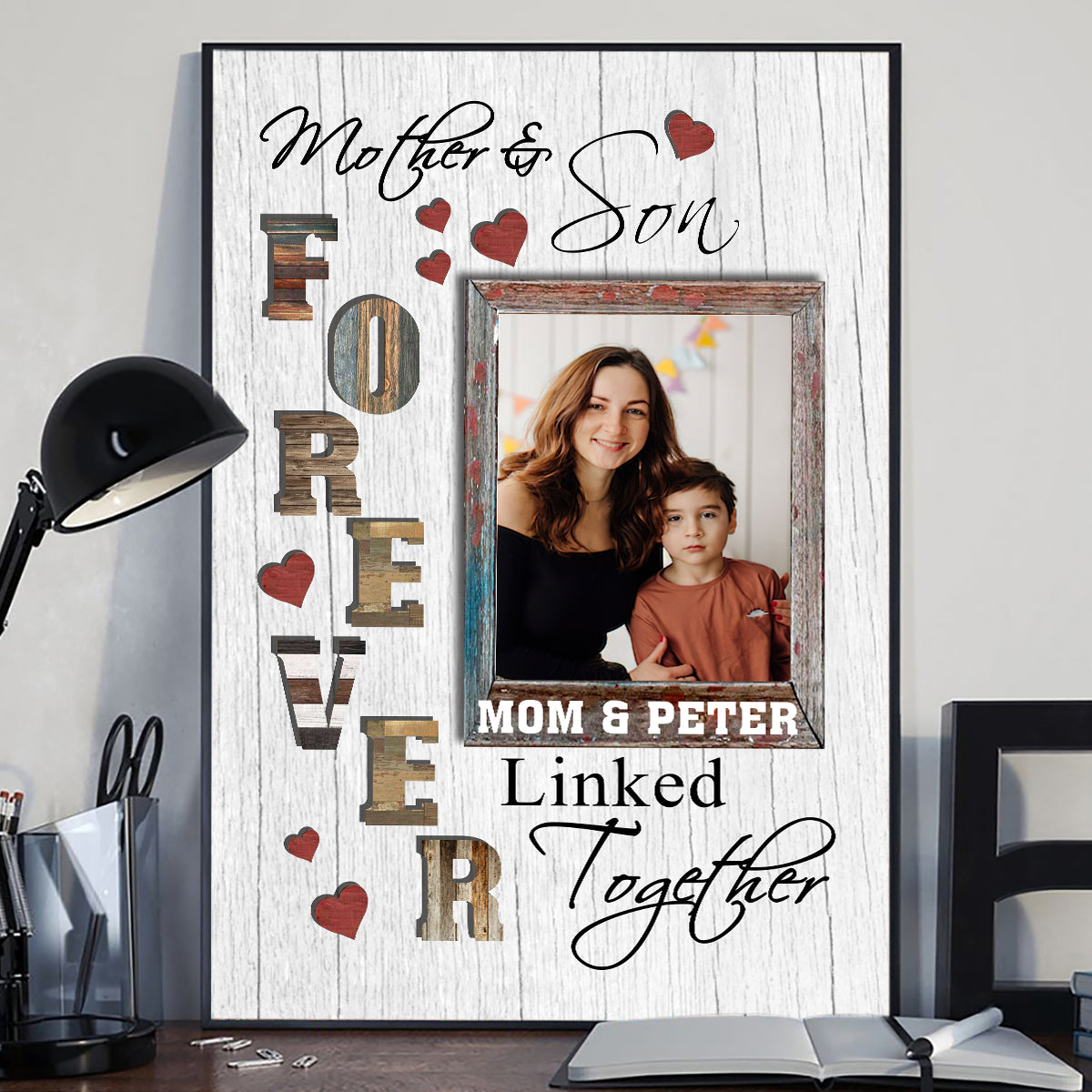 Mère et fille - Cadeau pour maman, fille, fils - Toile et affiche personnalisées